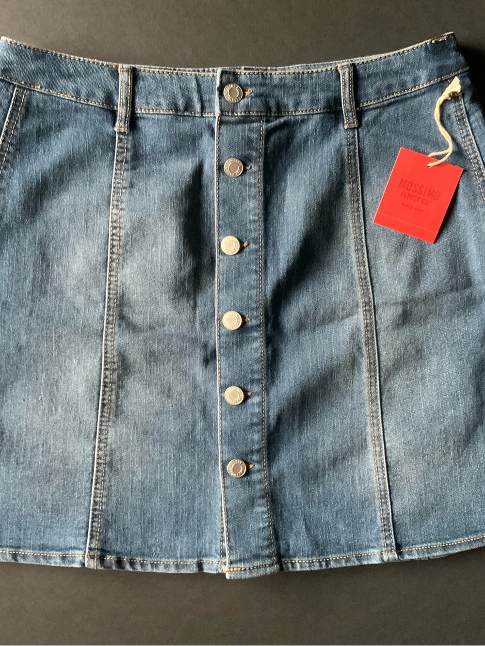 Mossimo Supply Co. Medium Blue Denim Button-Front Mini Skirt with Red Tag